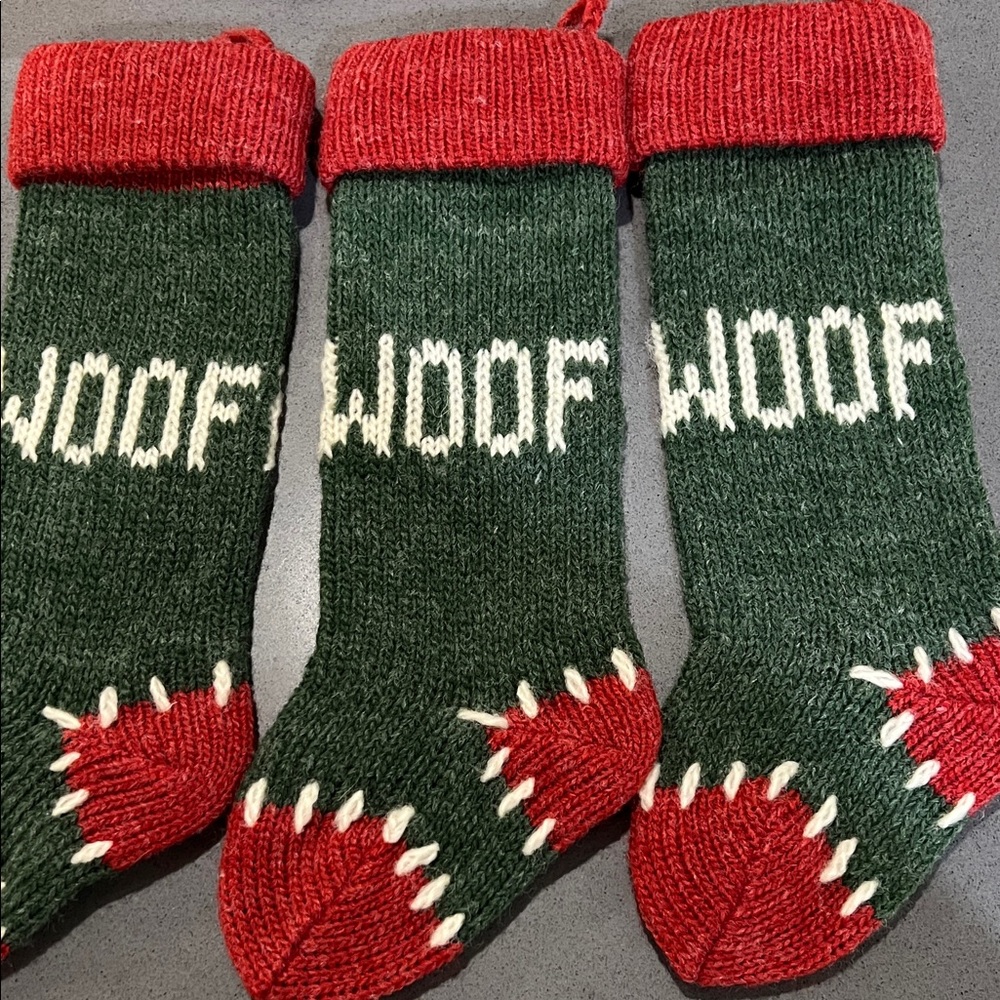 Festive Green and Red Dog Christmas Stockings - Picture 8 of 8